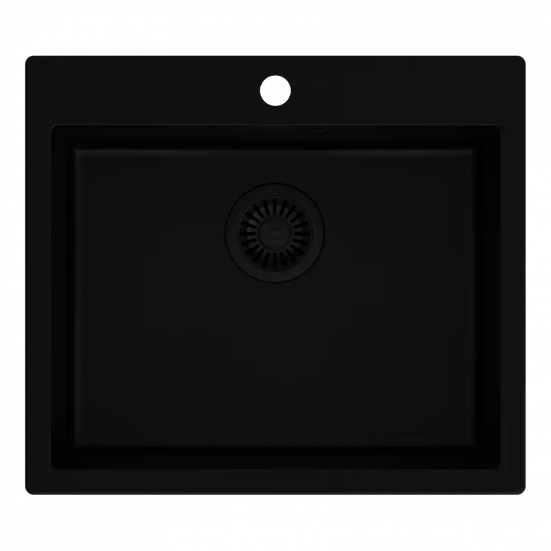 Quadri Sheffield μαύρος γρανιτένιος εντοιχιζόμενος νεροχύτης 57x50cm με επιφάνεια για μπαταρία και μαύρο πώμα 1208956076