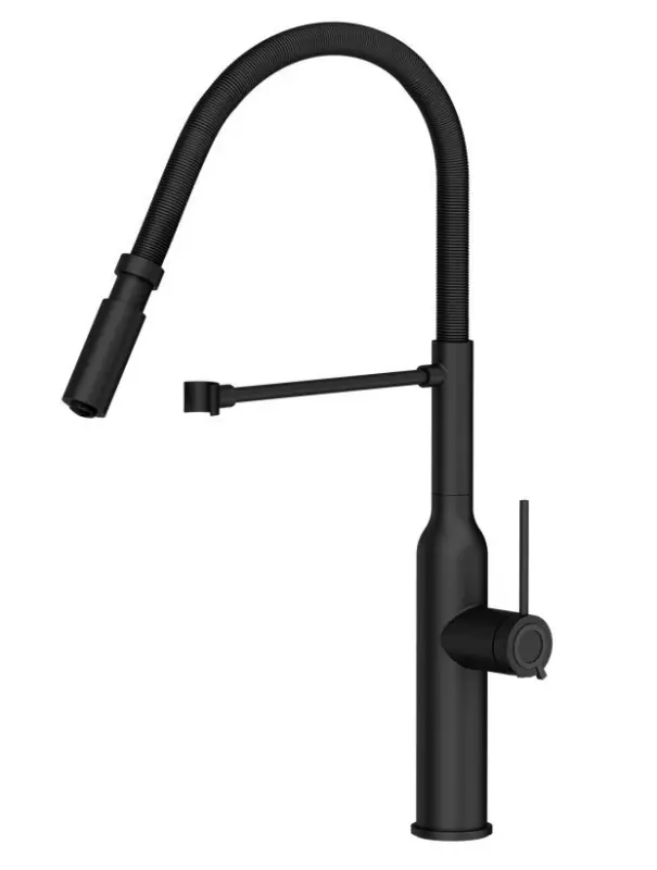 Quadri Stamford υψηλή μπαταρία κουζίνας με εύκαμπτο στόμιο μαύρο ματ 1208956079