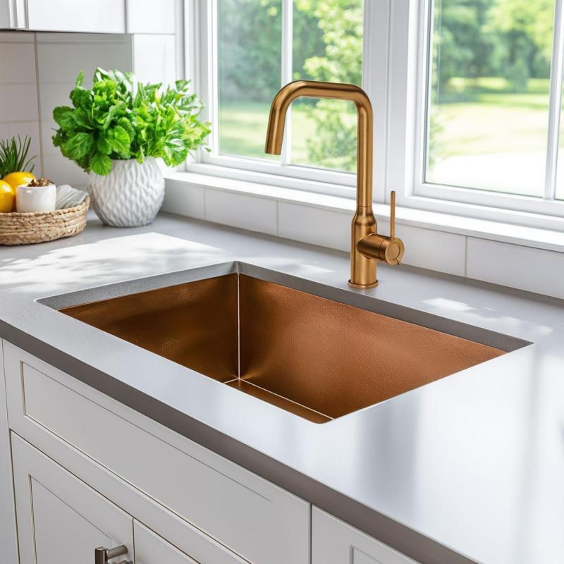 Quadri Stamford μπαταρία κουζίνας pvd χαλκός με περιστρεφόμενη γωνιακή έξοδο 1208956099