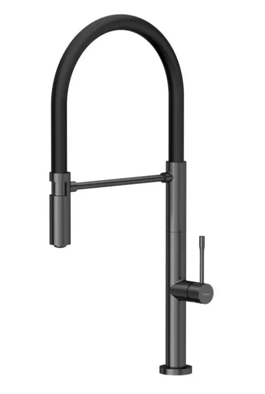 Quadri Brighton μπαταρία κουζίνας gun metal με εύκαμπτο ρουξούνι μαύρο 1208956104