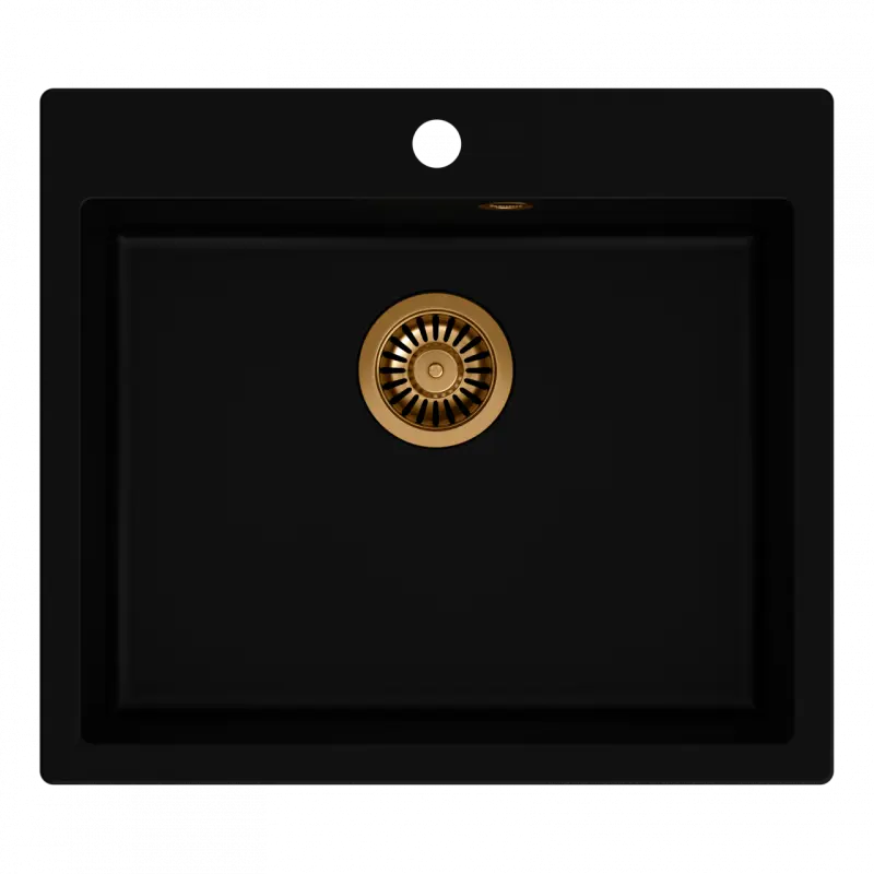 Quadri Sheffield μαύρος γρανίτης ενσωματωμένος νεροχύτης 57x50cm με επιφάνεια για μπαταρία και χάλκινο βύσμα 1208956115