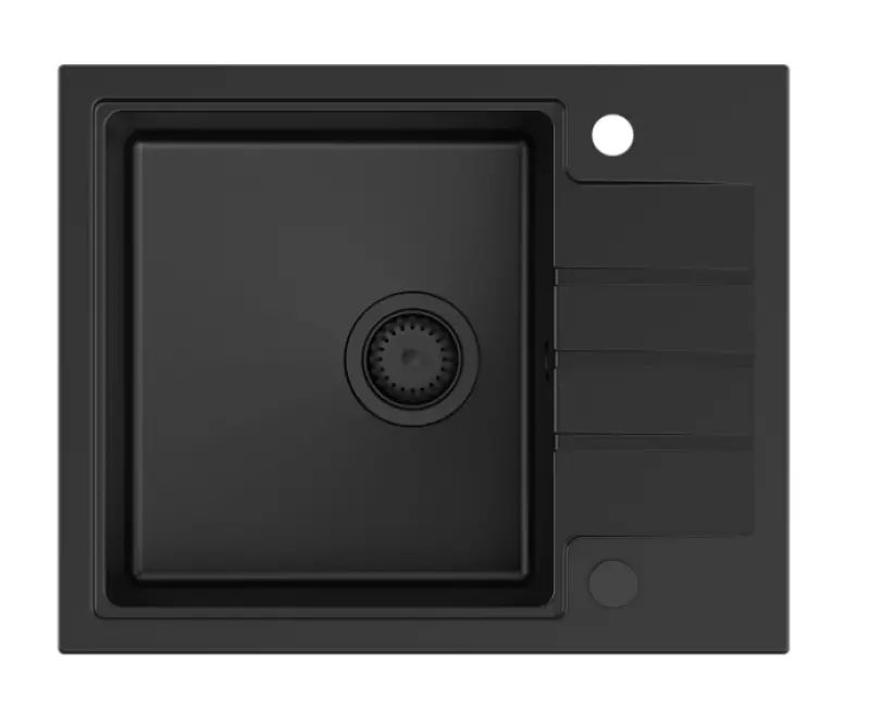 Quadri Cardigan μαύρος γρανίτης επιτραπέζιος νεροχύτης με μαύρο πώμα και αποστραγγιστική επιφάνεια αναστρέψιμη 62x50cm 1208956163