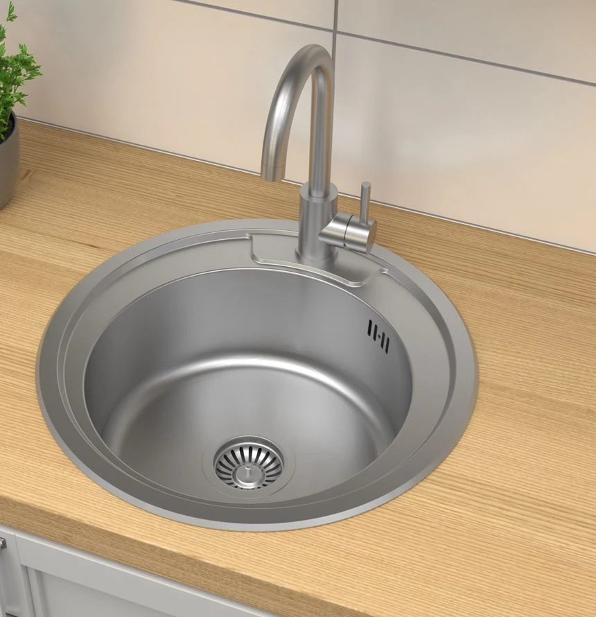 Aquadesign Ross basic στρογγυλός ανοξείδωτος νεροχύτης επιφάνειας με οπή για βρύση 1208956232