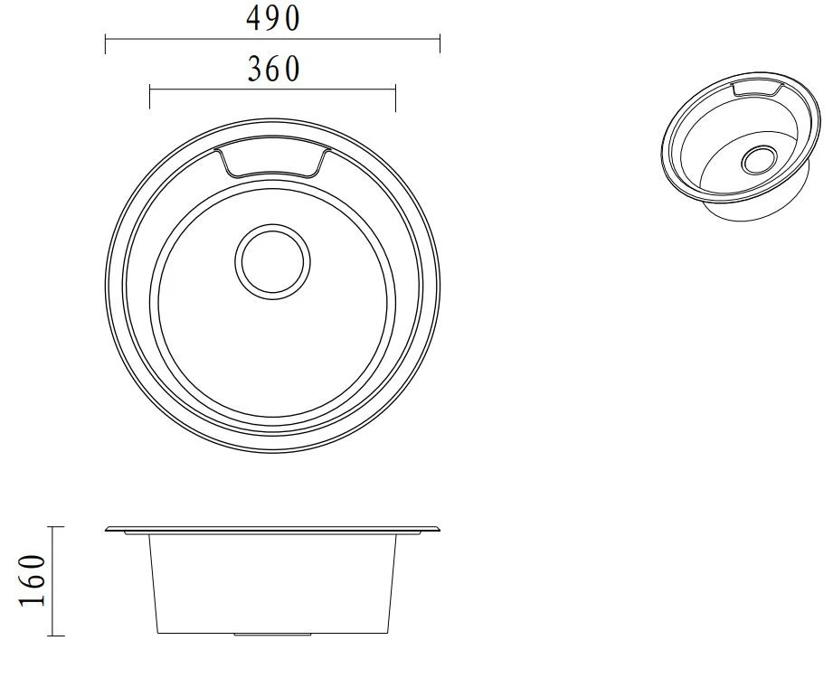 Aquadesign Ross basic στρογγυλός ανοξείδωτος νεροχύτης επιφάνειας με οπή για βρύση 1208956232