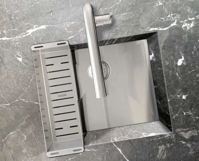 Λορρέιν 42WT πάγκος εργασίας από ανοξείδωτο χάλυβα, νεροχύτης 42x42cm για εντιχίζονται σε κεραμικά ή φυσική πέτρα 1208956234