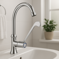 PB Clinic βρύση για άτομα με αναπηρία, βρύση κρύου νερού με μακρύ μοχλό, χρώμιο, ψηλό μοντέλο 1208956277