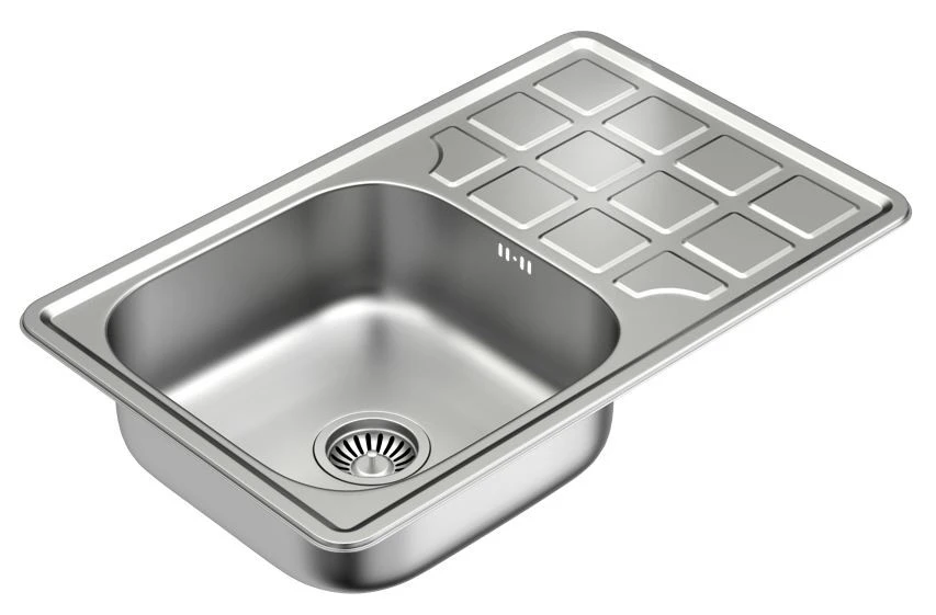 Aquadesign Basic ανοξείδωτος νεροχύτης με αποστραγγιστική επιφάνεια, αναστρέψιμος 78x48cm επιφάνεια 1208956286
