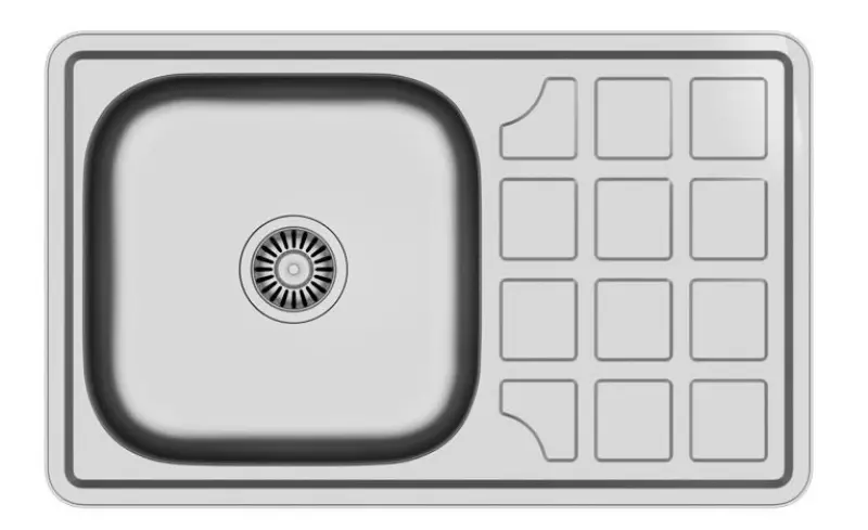 Aquadesign Basic ανοξείδωτος νεροχύτης με αποστραγγιστική επιφάνεια, αναστρέψιμος 78x48cm επιφάνεια 1208956286