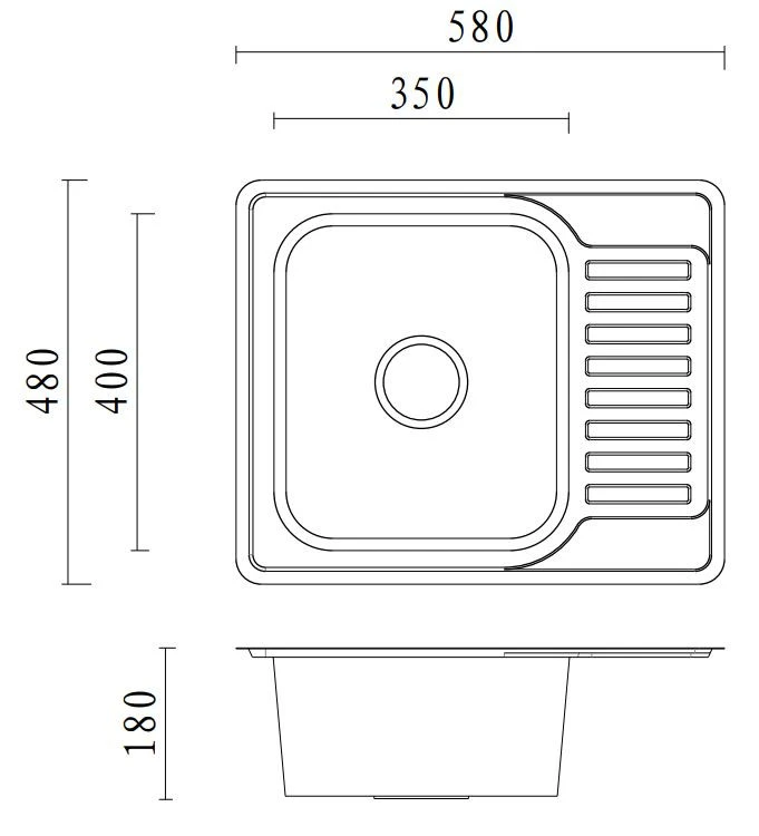 Aquadesign Rudolf RVS νεροχύτης 580x480mm επιτραπέζιος με αναστρέψιμο αποστραγγιστικό ράφι 1208956288