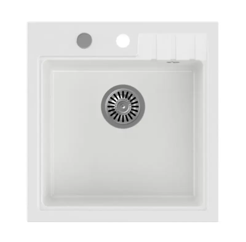 Quadri Cardigan λευκός γρανίτης εντοιχιζόμενος νεροχύτης 50x52cm με πάγκο για βρύση 1208956306