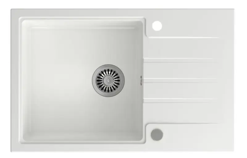 Quadri ζακέτα λευκή γρανίτης εντοιχισμένος νεροχύτης με επιφάνεια αποστράγγισης αναστρέψιμη 78x50cm 1208956310