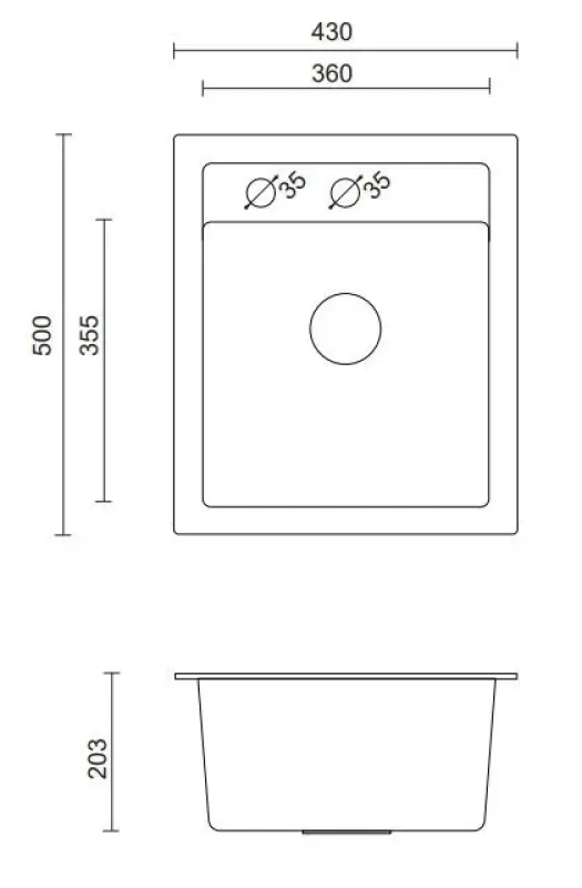 Quadri Λονδίνο γρανίτης άμμος μπεζ νεροχύτης 43x50 εκ. με οπή για μπαταρία 1208956319