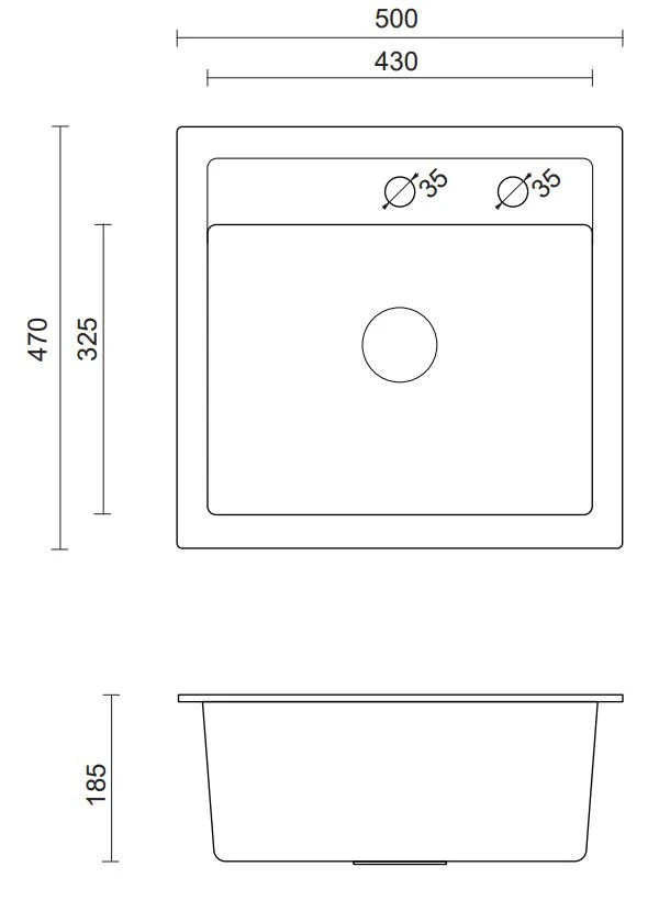 Quadri Λονδίνο γρανίτης άμμος μπεζ νεροχύτης 50x47 εκ με οπή για μπαταρία επιφάνειας 1208956321