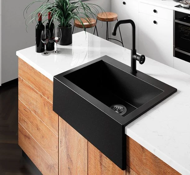 Aquadesign Αγροικία εντός ή επάνω γρανιτένιος νεροχύτης ανθρακί 58x49cm 1208956330