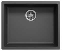 Μαύρος νεροχύτης 50x40cm για υποκατασκευή, επιφάνεια και επίπεδη κατασκευή με ανοξείδωτο ατσάλι βαλβίδα 1208956395