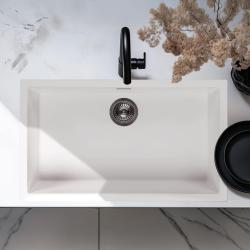 Λευκός μεγάλος νεροχύτης 70x40cm για onderbouw, opbouw και εντοιχισμένη εγκατάσταση με ανοξείδωτο πώμα 1208956402.