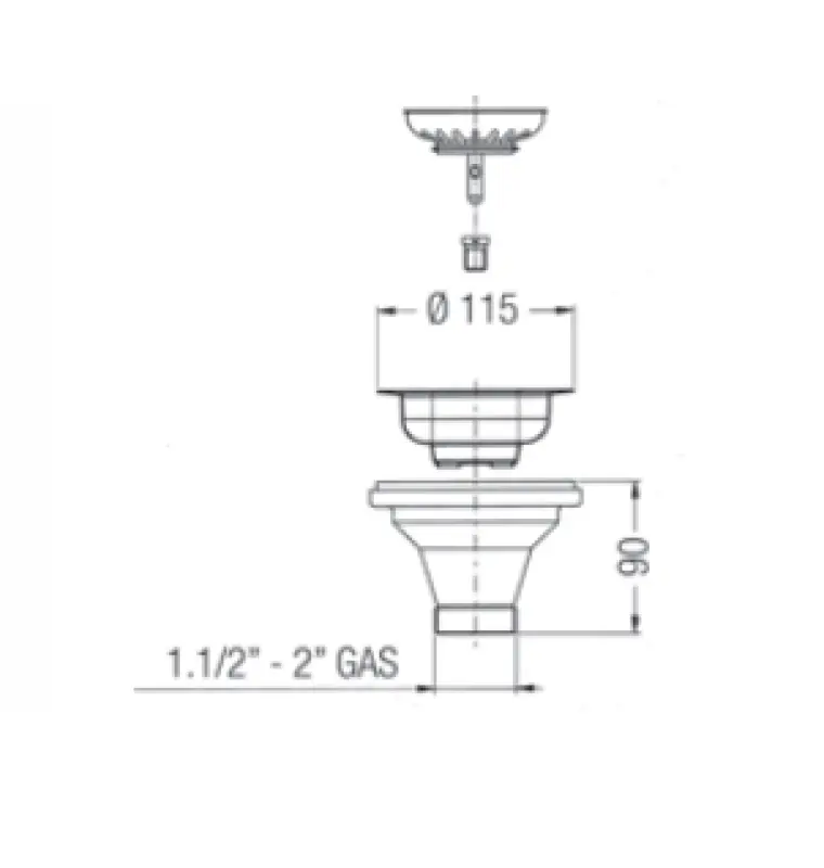 PB κλασικό σετ αποχέτευσης από ανοξείδωτο χάλυβα για νεροχύτη κουζίνας με καλαθάκι που κλείνει 1208956476