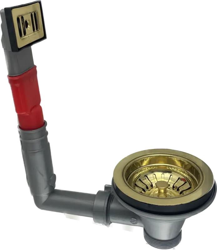 PB κλασικό ορείχαλκο φυσικό (αποχρωματισμένο) σετ αποχέτευσης με υπερχείλιση για νεροχύτη κουζίνας και κλείσιμο καλαθιού 1208956479