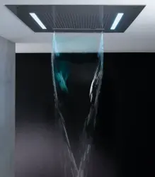 SB Square 316 Εντοιχιζόμενο Ντους Βροχής Velvet Temptation με LED χρωματοθεραπεία και καταρράκτη από βουρτσισμένο PVD gun metal 1208956746