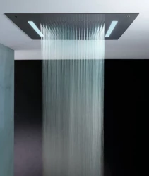 SB Square 316 Εντοιχιζόμενο Ντους Βροχής Velvet Temptation με LED χρωματοθεραπεία και καταρράκτη από βουρτσισμένο PVD gun metal 1208956746