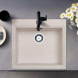 Άμμος λευκή με επιφάνεια νιπτήρα 58x53cm με τρύπα για βρύση με ανοξείδωτο φίλτρο 1208956773