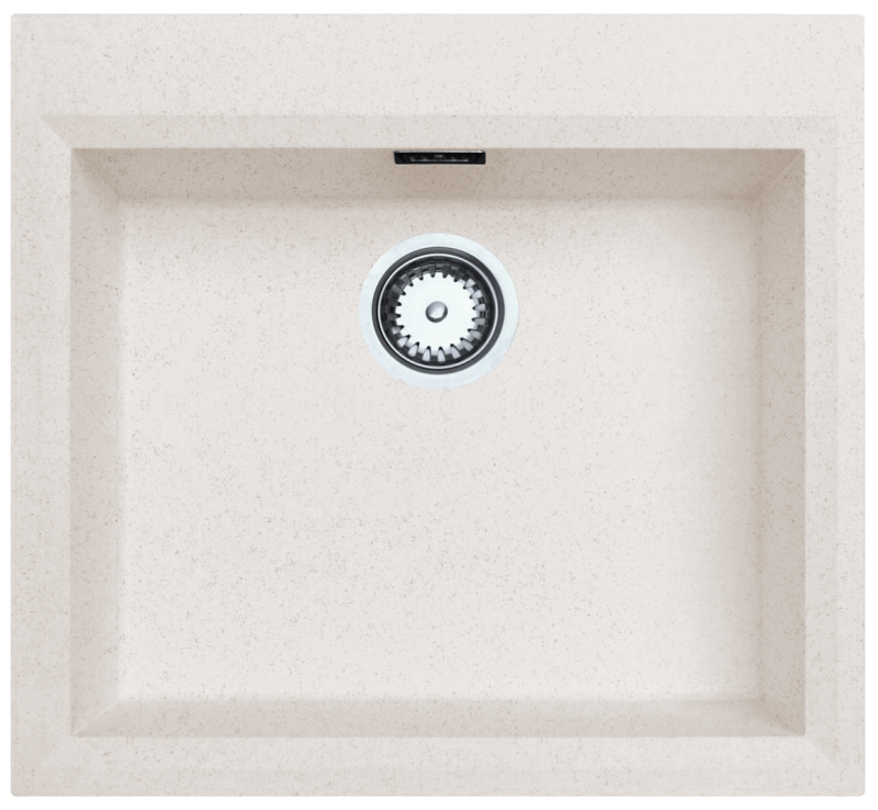 Άμμος λευκή με επιφάνεια νιπτήρα 58x53cm με τρύπα για βρύση με ανοξείδωτο φίλτρο 1208956773