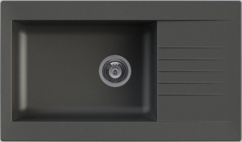 Ausmann Fibre μεγάλη μαύρη πλαστική νεροχύτης αναστρέψιμος με αποστράγγιση επιφάνειας 86x50 cm 1208956779