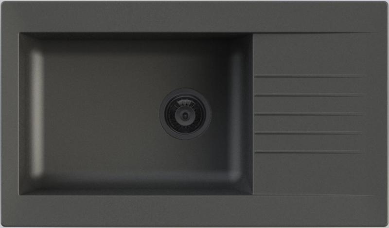 Ausmann Fibre μεγάλο μαύρο πλαστικό νεροχύτη αναστρέψιμο με στραγγιστήρα επιφάνειας 86x50 εκατοστά με μαύρο πώμα 1208956781