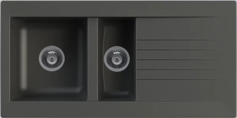 Ausmann Fibre 1,5 μαύρο πλαστικό νεροχύτη αναστρέψιμο με αποστραγγιστήρα επιτοίχιο 100x50 cm 1208956783