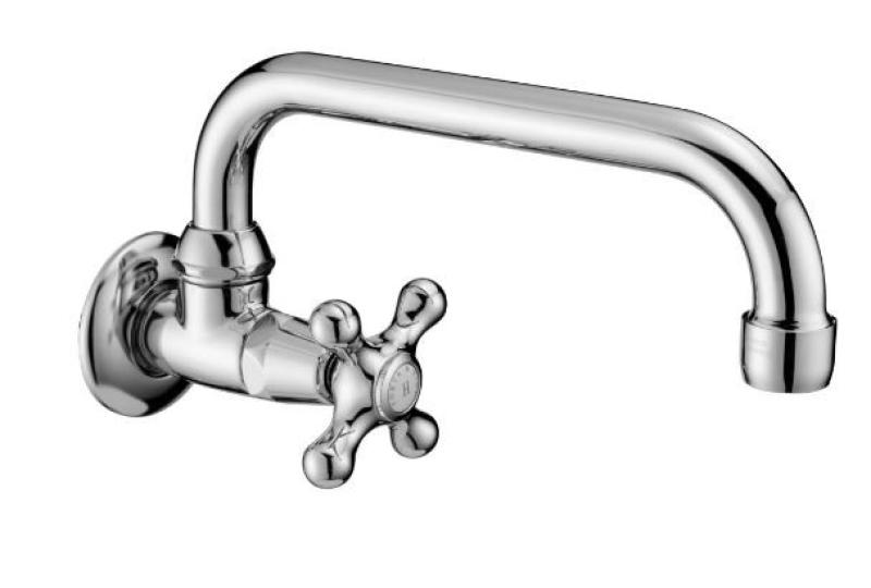 PB κλασική κρουνοειδής βρύση τοίχου με αστέρι κουμπί κρύου νερού και περιστρεφόμενο στόμιο ανοξείδωτο χάλυβα 1208956898