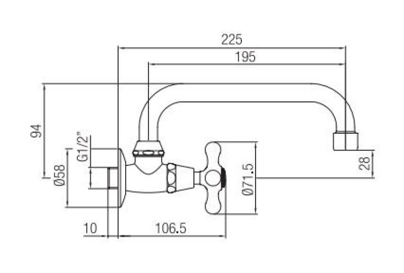 PB κλασική κρουνοειδής βρύση τοίχου με αστέρι κουμπί κρύου νερού και περιστρεφόμενο στόμιο ανοξείδωτο χάλυβα 1208956898