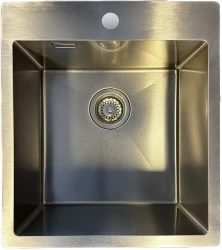 Ausmann Turt RVS νεροχύτης 450x505mm με οπή βρύσης υποκατασκευή επίπεδης κατασκευής και επικατασκευή 1208956941