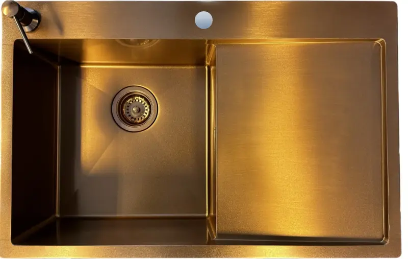 Ausmann Turt χάλκινο νεροχύτη με αποστραγγιστικό τμήμα στα δεξιά 780x500mm επιτοίχια και επίπεδη εγκατάσταση 1208956943