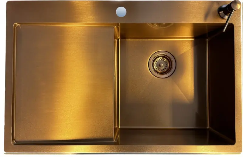 Ausmann Turt χάλκινος νεροχύτης με μέρος στραγγίσματος αριστερά 780x500mm επιφανειακή και εντοιχισμένη εγκατάσταση 1208956955