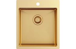 Ausmann Turt χρυσή νεροχύτη 450x505mm με οπή για βρύση, επίπεδη κατασκευή και επικαθήμενη κατασκευή 1208956958