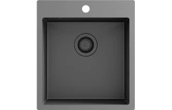 Ausmann Turt ανθρακί νεροχύτης 450x505mm με οπή για βρύση εντοιχισμένη, επίπεδη κατασκευή και επιφάνειας 1208956960