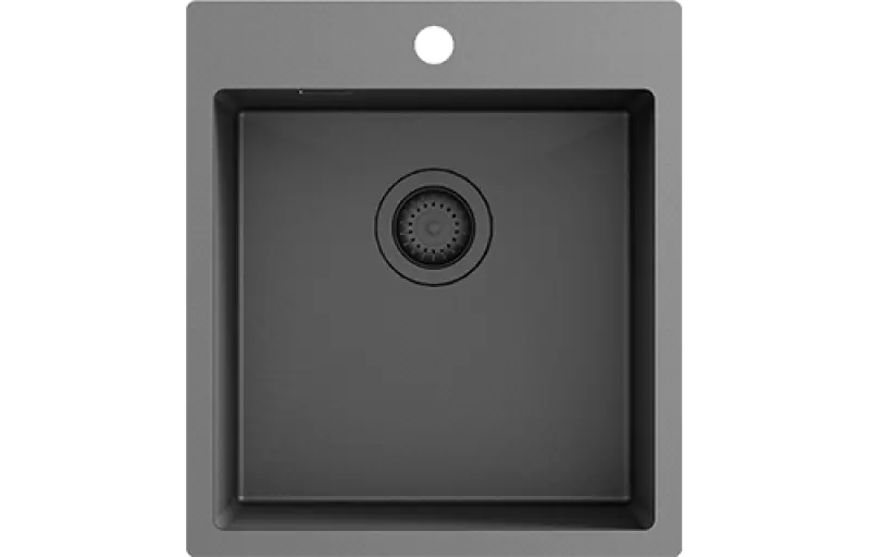 Ausmann Turt ανθρακί νεροχύτης 450x505mm με οπή για βρύση εντοιχισμένη, επίπεδη κατασκευή και επιφάνειας 1208956960