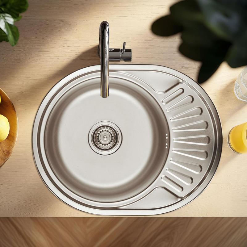 Ausmann Basic ανοξείδωτος εντοιχισμένος νεροχύτης με αποστραγγιστήρα, αναστρέψιμος 57x45 cm, συμπεριλαμβανομένου σιφονιού 1208956973