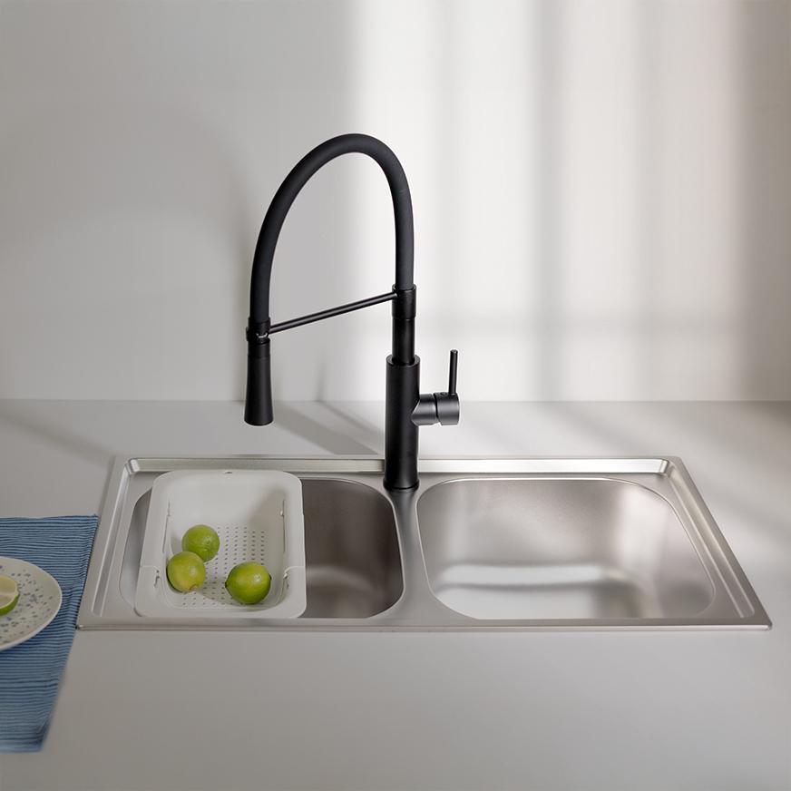 Ausmann Basic διπλός επιφανειακός νεροχύτης από ανοξείδωτο ατσάλι 78x43 cm με σιφόν 1208956995