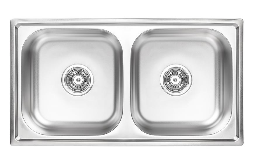 Ausmann Basic διπλός επιφανειακός νεροχύτης από ανοξείδωτο ατσάλι 78x43 cm με σιφόν 1208956995