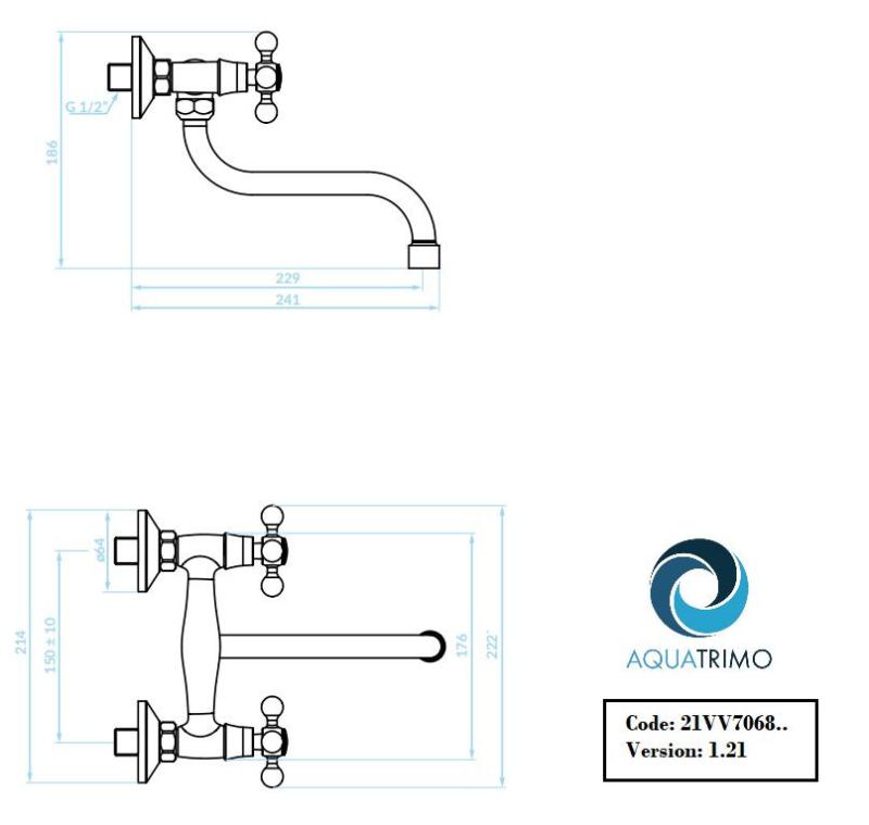 ΑκουαΤρίμο Βιβάλντι κλασική κουζίνα επιτοίχια βρύση χρώμιο 21VV7068CM