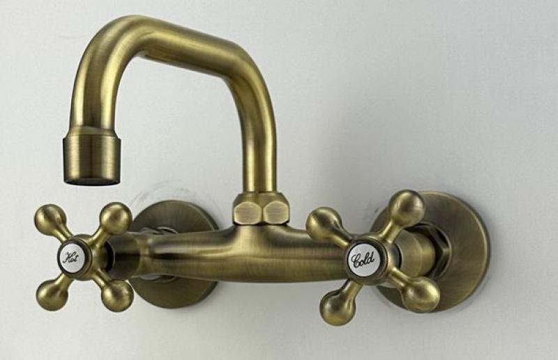 AquaTrimo Vivaldi κλασική χάλκινη κουζίνα επιτοίχια βρύση πάνω στόμιο 21VV7066BN