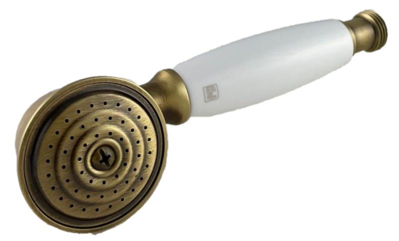 PB κλασική μπρούντζινη χειροκίνητη ντουζιέρα με λευκή λαβή 1208957104