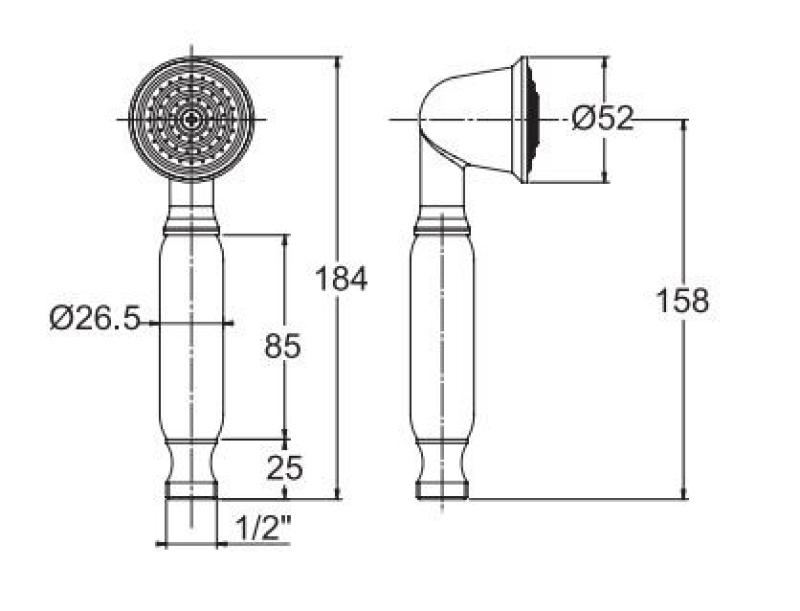 PB κλασική μπρούντζινη χειροκίνητη ντουζιέρα με λευκή λαβή 1208957104