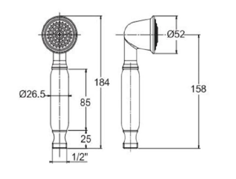 PB κλασικό ανοξείδωτο ατσάλι χειροκίνητο ντους με λευκή λαβή 1208957105