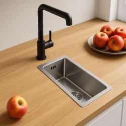 Ausmann Ή μικρός ανοξείδωτος νεροχύτης 16x30cm εντοιχισμένος, υποκατασκευή και επιφανειακή κατασκευή 1208957115