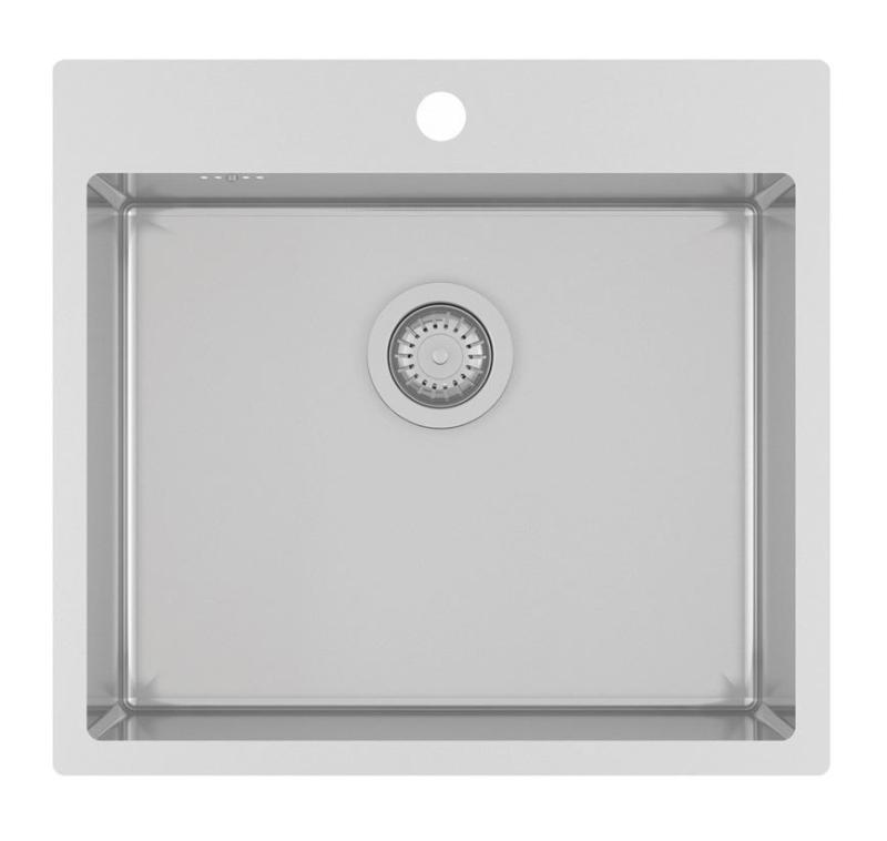 Αούσμαν Ή Μπλε νεροχύτης από ανοξείδωτο ατσάλι 55x50cm για επίπεδη και επιφανειακή κατασκευή με τρύπα για βρύση 1208957118