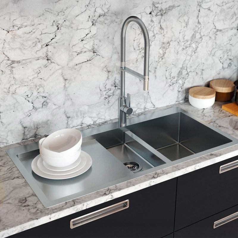 Ο Ausmann Oder Blue 1,5 ανοξείδωτος νεροχύτης 78x50cm για επίπεδη και υπερυψωμένη κατασκευή με αποστραγγιστική επιφάνεια 1208957125.