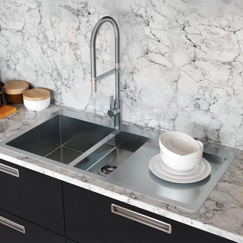 Ausmann Oder Blue 1,5 ανοξείδωτο νεροχύτη 78x50cm επίπεδη κατασκευή και επιφανειακή εγκατάσταση με αποστραγγιστικό τμήμα 1208957126