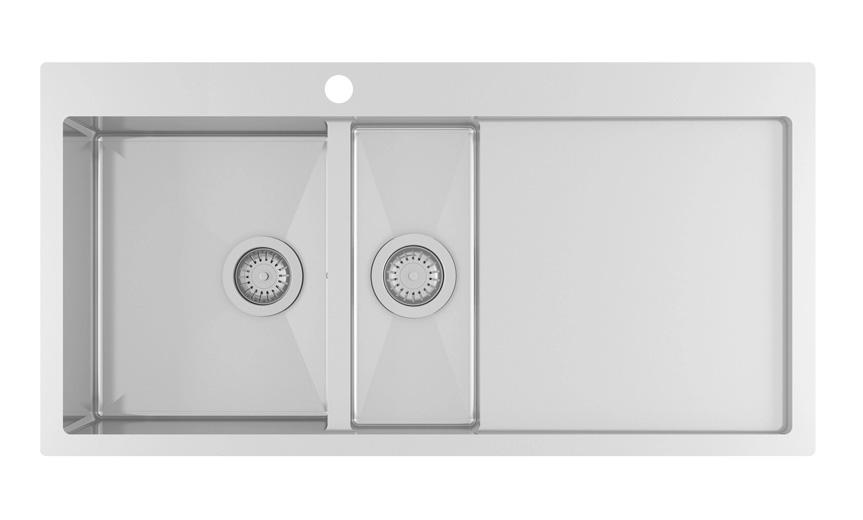 Αούσμαν Ή Μπλε 1,5 ανοξείδωτος νεροχύτης 100x51cm για επίπεδη και επιφανειακή κατασκευή με αποστραγγιστική επιφάνεια 1208957128